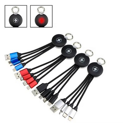 Customized 3" 1 USB Cable with Led Lighting Logo