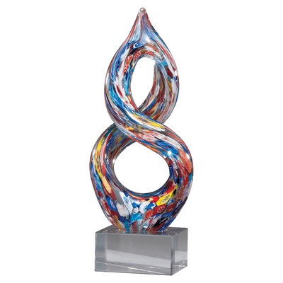 10" Helix Multi-Color Art Glass on Clear Glass Base