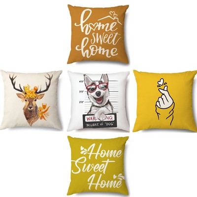 15.7"x15.7" Sublimated Linen Throw Pillow