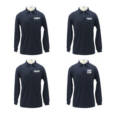 Tactical Performance Long Sleeves Navy Blue Polo Shirt With Id