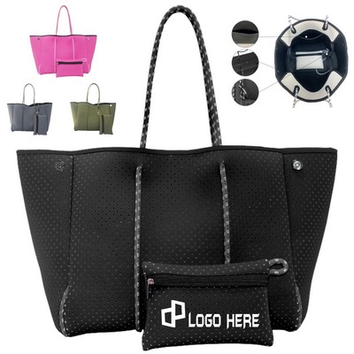 Side Perforated Neoprene Beach Tote Bag