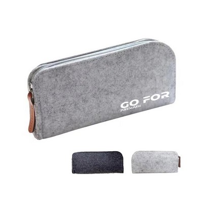 Flat Style Felt Pencil Pouch Bag With Zipper