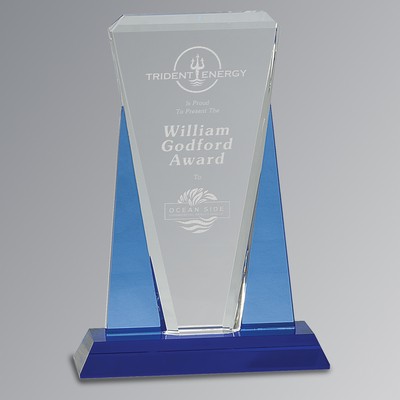 Blue/Clear Wedge on Blue Slanted Base, Large (7"x10"H)