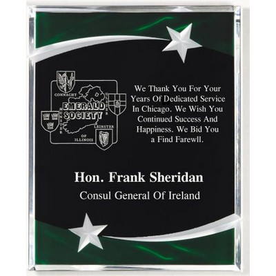 9" x 12" Crystal Edge Acrylic Plaque with green marble accents