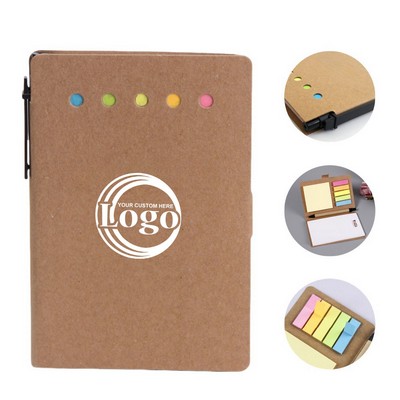 Kraft Notebook With Pen and Sticky Notes