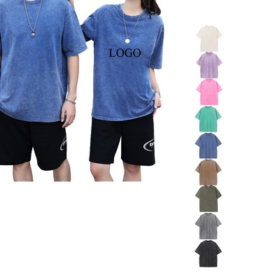 230G Snowflake distressed cotton T-shirt