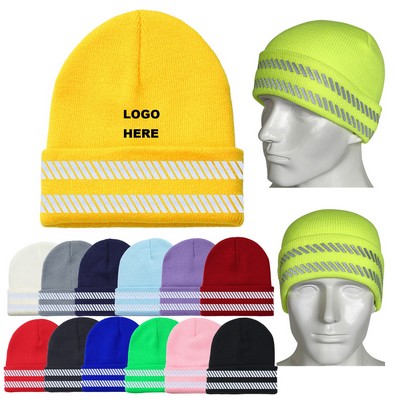 Outdoor Sports Workwear Reflective Beanie Hat