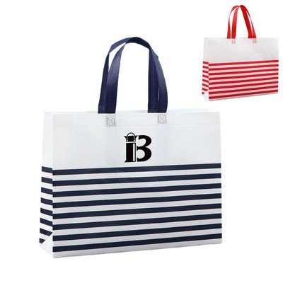 Non-Woven Horizontal Stripe Tote Bag