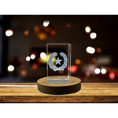 Texas State Coat of Arms 3D Engraved Crystal Recognition Trophy Award w/LED Base