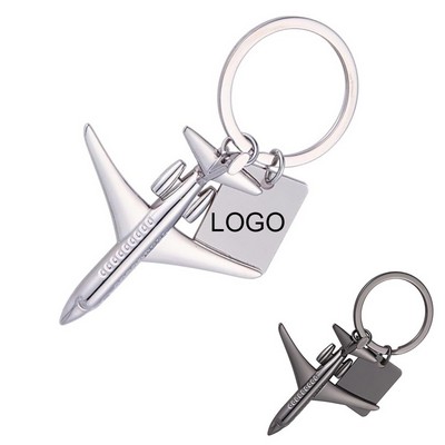 Custom Zinc Alloy 3D Airplane Model Keychain 3"x2"