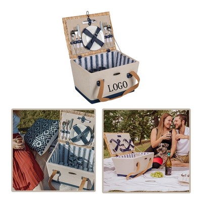 Boardwalk Premium Canvas and Willow Picnic Basket