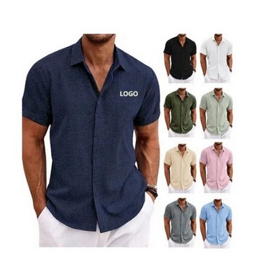 Men's Short Sleeve Linen Shirt