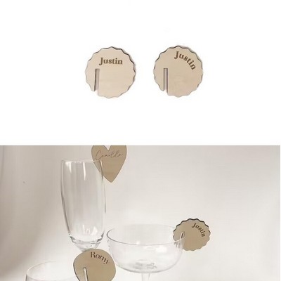 Round Lace Shape Wood Drink Marker Wine Glass Recognizer