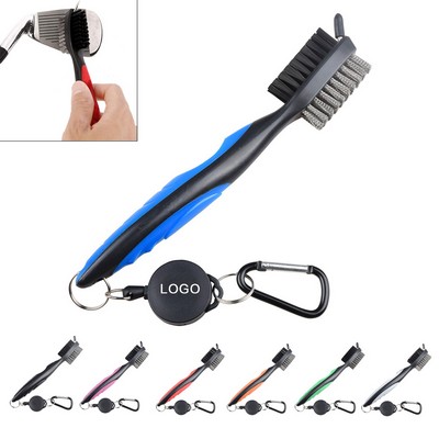 Multi-functional Golf Club Brush Groove Cleaner with Retractable Zip-line
