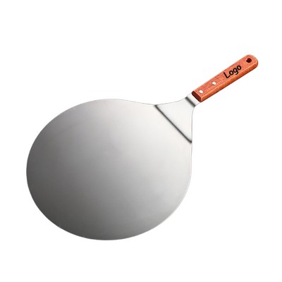 Professional 10-Inch Round Stainless Steel Pizza Peel with Wooden Handle