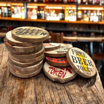 Wood Slice Tokens with Bark