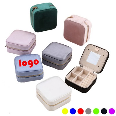Compact Travel Jewelry Case with Built-in Mirror