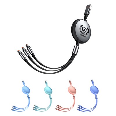 100W 3-in-1 Retractable Multi Charging Cable