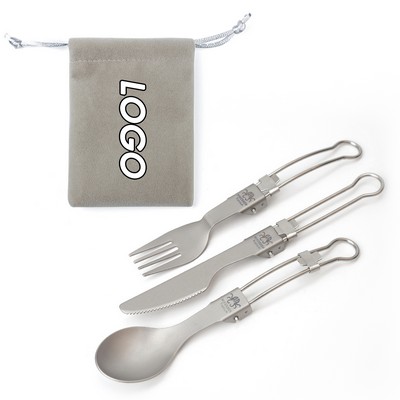 Foldable Titanium 3-Piece Cutlery Set