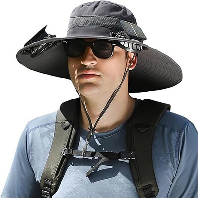 Outdoor Fishing Wide Brim Solar Fan