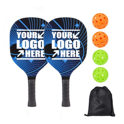 Poplar Wood Pickleball Paddle Set With 4 Balls