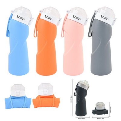 24 Oz. Silicone Foldable with Leak Proof Valve Collapsible Water Bottle