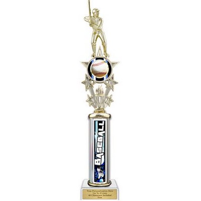 20" Action Matrix Blue Baseball 1 Column Trophy