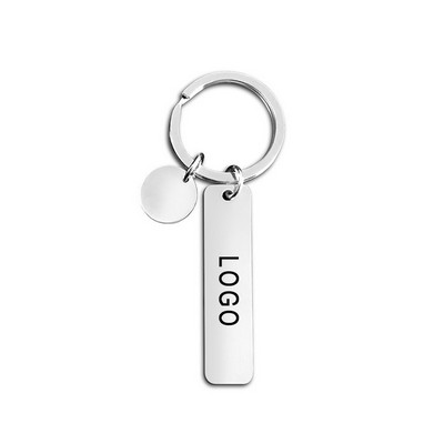Rectangular Stainless Steel Blank Keyrings with Round Tag