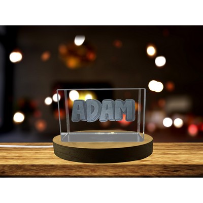 Personalized Adam 3D Engraved Crystal Trophy w/LED Base & Gift Box