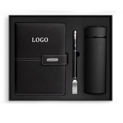 A5 Leather Notebook/ Insulated Cup/ USB Drives and Executive Pen Gift Set