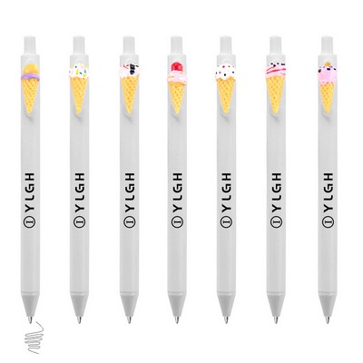 Click Activated Pen With Colored Ice Cream Cone