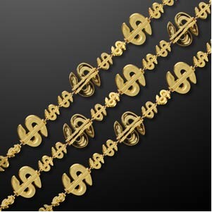 Shiny Gold Dollar Signs Party Beads Necklaces - BLANK