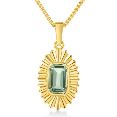 Jilco Green Amethyst Aura Gold Necklace
