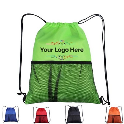 Mesh Panel Drawstring Backpack