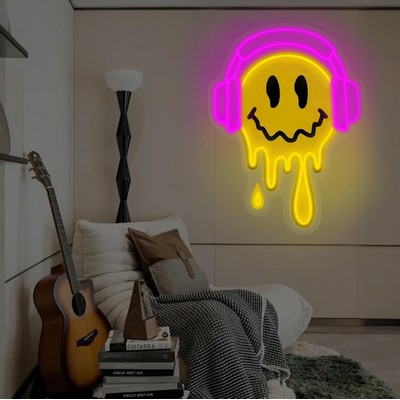 Melting Smile Face Neon Sign