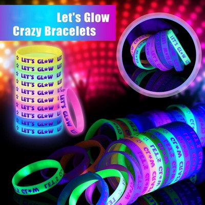 Let's Glow Silicone Bracelet Glow in the Dark Light up Wristband