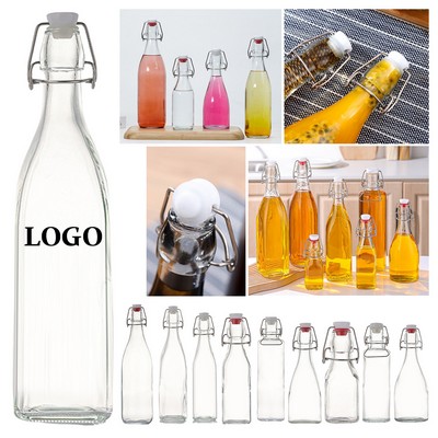 34 Oz. Wire Lid Square Carafe Glass Water Bottles