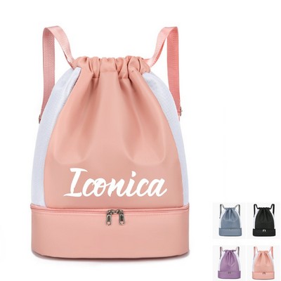 Oxford Cloth Drawstring Wet and Dry Separation Backpack