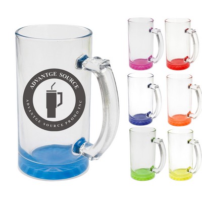 16oz Clear Beer Mug with Colored Base