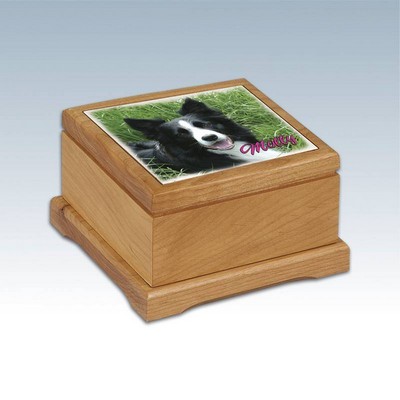 Red Alder Pet Urn w/Tile Insert
