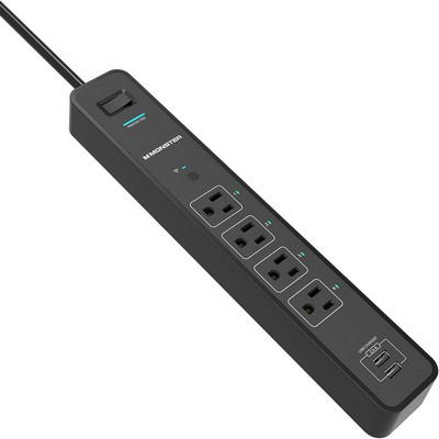 Monster 4 Outlet Wifi Controlled Surge Protector - Black