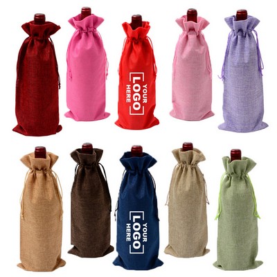 Jute Drawstring Single Wine Bag