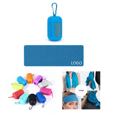 Sport Fast Drying Cooling Towels With Silicone Case & Hook