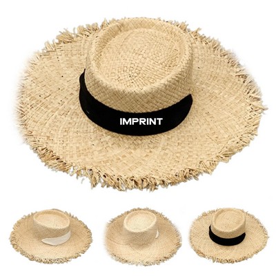 Palm Leaf Wide Brim Boater Hat