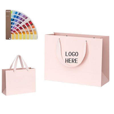 11" X 4" X 8" White Card Paper Gift Bags With Handles