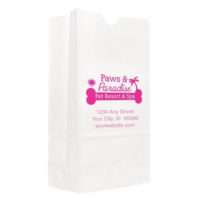 One Color 1-Sided SOS White Paper Bags (6" x 11.0625" x 3.625")