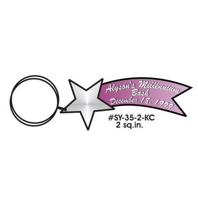 Star Banner Executive Key Chain w/Mirrored Back (2 Square Inch)
