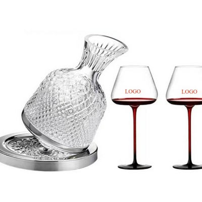 Home Black Bow-Tie Wine Glass And Decanter Set