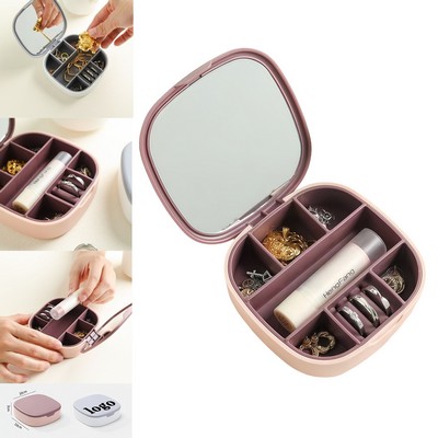 Portable Jewelry Box With Mirror And Ring Holder
