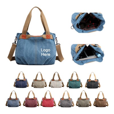 Women Vintage Canvas Hobo Tote Bag